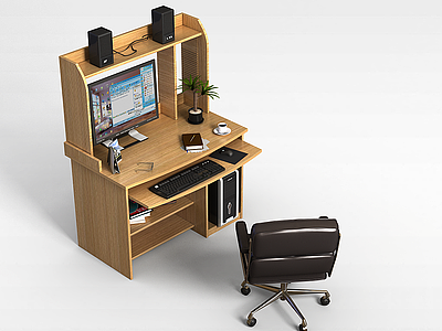 3d电脑桌椅组合模型