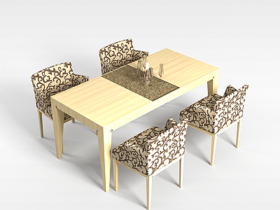 田园桌椅组合模型3d模型