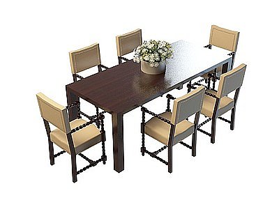 3d餐桌椅组合免费模型