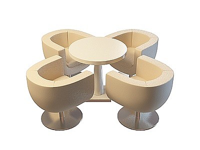 3d咖啡厅桌椅组合免费模型