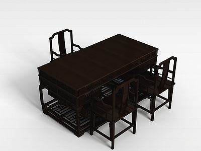 3d中式复古桌椅组合模型