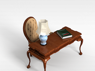 3d书房桌椅组合模型