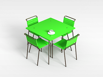 3d绿色桌椅组合模型
