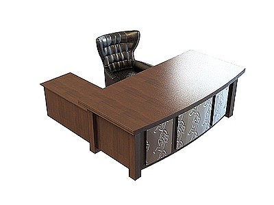 L形桌椅组合模型3d模型
