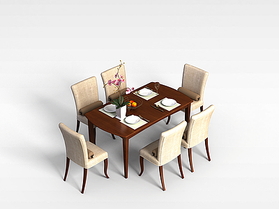 3d餐桌椅组合模型