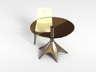 3d单人桌椅组合模型