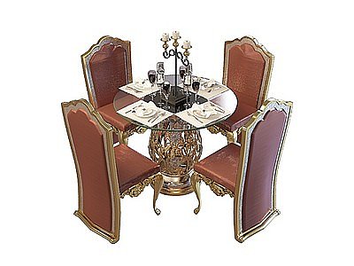 欧式奢华桌椅组合模型3d模型