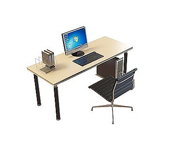 单人办公桌椅模型3d模型