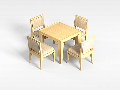 木质桌椅组合模型3d模型