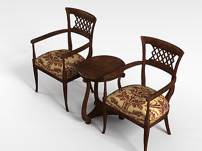 3d布艺桌椅组合模型