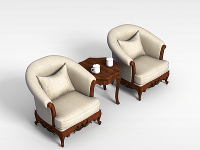 白色布艺沙发椅模型3d模型