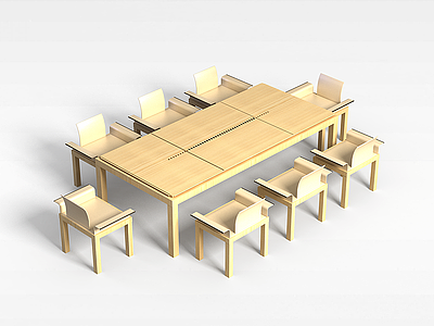 3d木质桌椅模型