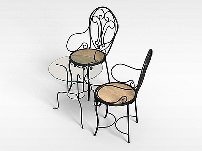 3d铁艺桌椅模型