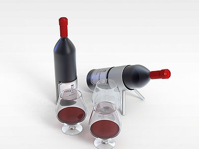 红酒模型3d模型