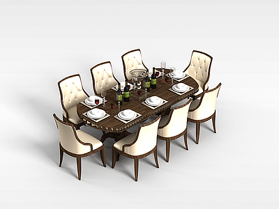 餐桌椅组合模型3d模型