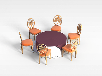 豪华桌椅组合模型3d模型