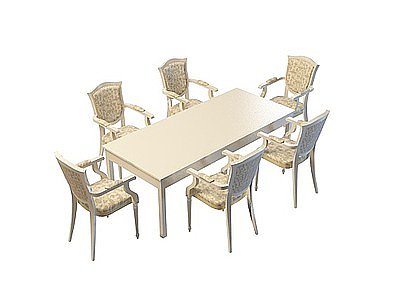 3d欧式简约餐桌椅免费模型
