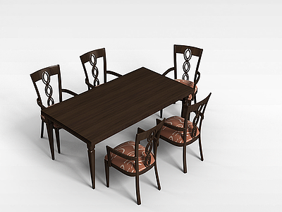 3d红木桌椅组合模型