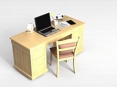 3d柜式电脑桌椅模型