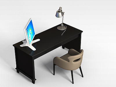 木质电脑桌椅模型3d模型