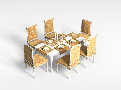 欧式餐桌椅模型3d模型