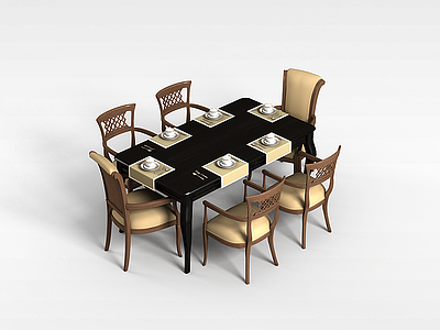 古典式餐桌椅组合模型3d模型