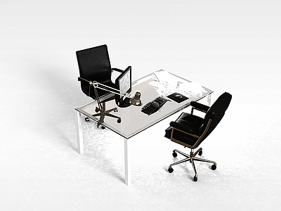 3d简易办公桌椅模型