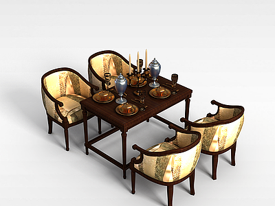 古典式餐桌椅组合模型3d模型
