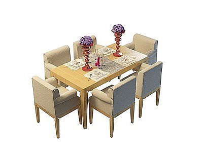 3d木质餐桌椅免费模型