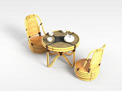 3d品茶桌椅组合模型