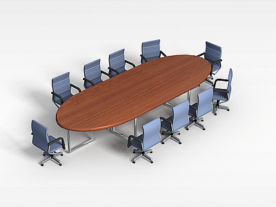 椭圆形会议桌模型3d模型