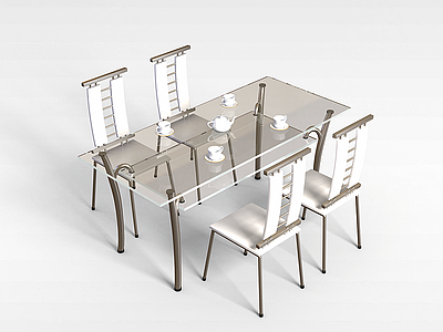 玻璃台面餐桌椅模型3d模型