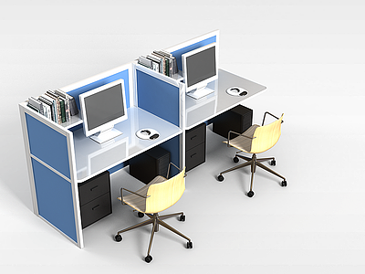 工作桌椅组合模型3d模型