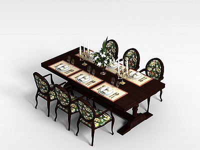 3d酒店餐桌椅模型