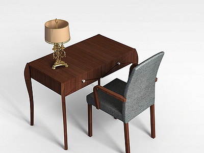 书房桌椅组合模型3d模型