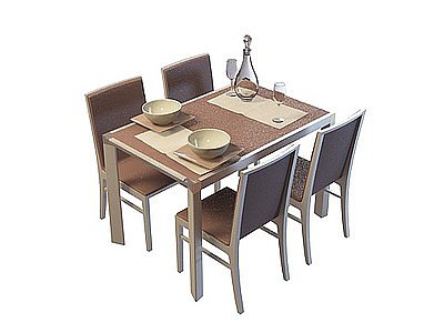 3d家庭餐桌椅组合免费模型