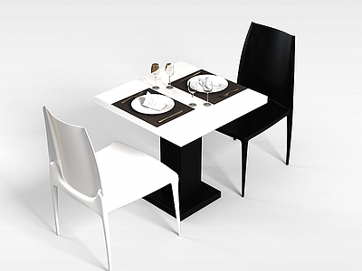 3d两人餐桌椅模型