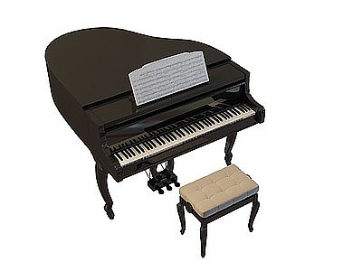 欧式钢琴带琴谱模型