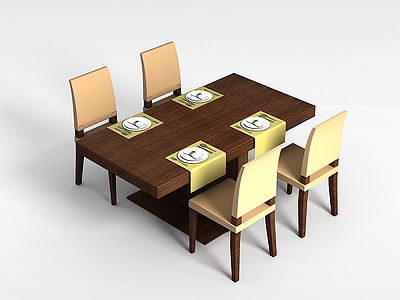 3d<font class='myIsRed'>现代餐桌椅</font>模型