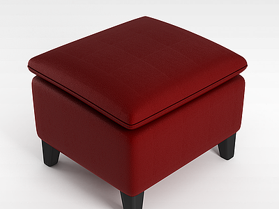 3d红色沙发凳模型