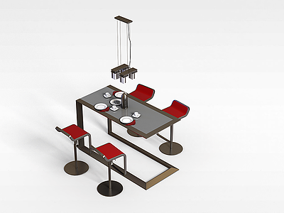 3d时尚餐厅桌椅模型