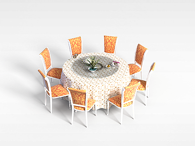 3d欧式现代餐桌椅模型