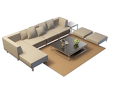 3d小户型沙发茶几组合模型