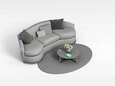 3d弧形沙发茶几组合模型