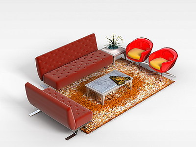 3d温馨风格沙发茶几模型