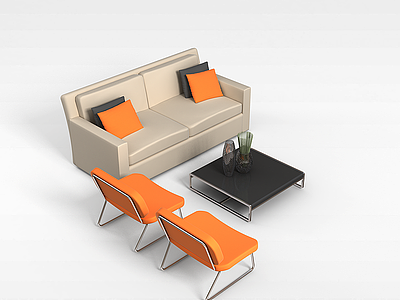 卧室沙发茶几组合模型3d模型