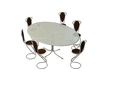 3d铁艺欧式餐桌椅免费模型