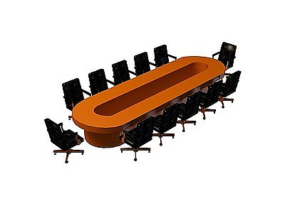 会议班台桌椅模型3d模型