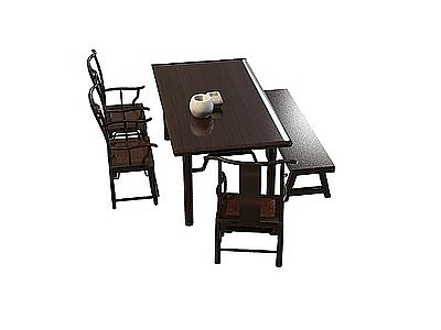 中式古典茶桌椅模型3d模型