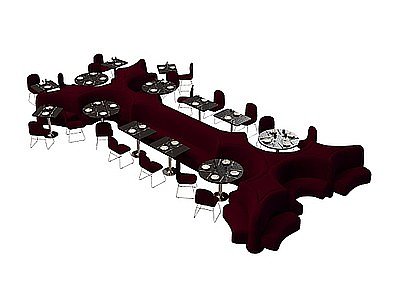 餐厅沙发茶几组合模型3d模型
